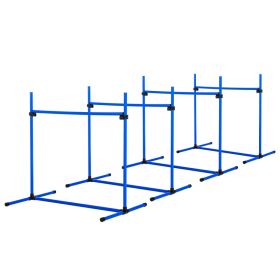 4 Piece Dog Agility Starter Kit with Adjustable Height Jump Bars, Included Carry Bag & Displacing Top Bar - Blue (Option: Blue-950x180x180 mm)