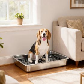 Dog Potty Tray Stainless Steel for Small and Medium Dogs, Dog Training Tray for Porch, Bathroom, Balcony, 28" x 20" x 4" (Option: Silver-708x123x530 mm)