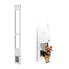 Dog Door for Sliding Glass Door, 75 7/8" to 80 11/16" Adjustable Height, Aluminum Alloy Frame with Flap and Rotating Hinge, Lock Design (Curtain Size: Size S, Number of Door Curtains: 1 Door Curtain)